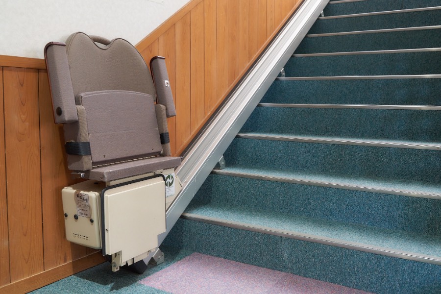 a chair lift that can be used to access the second floor